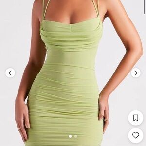 Windsor Ruched Bodycon Mini Dress in Light Green